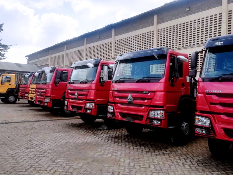 Tippers, built in Kenya, heading for their field